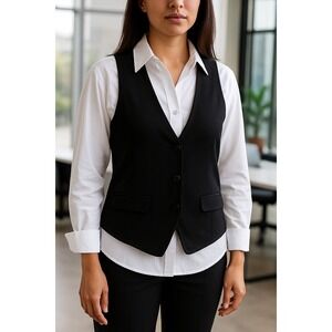 Anthropologie Maeve Black Jersey Sleeveless Vest Top Size Small Preppy Old Money